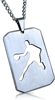 Basketball Cut Out Pendant With Chain Necklace - Stainless Steel