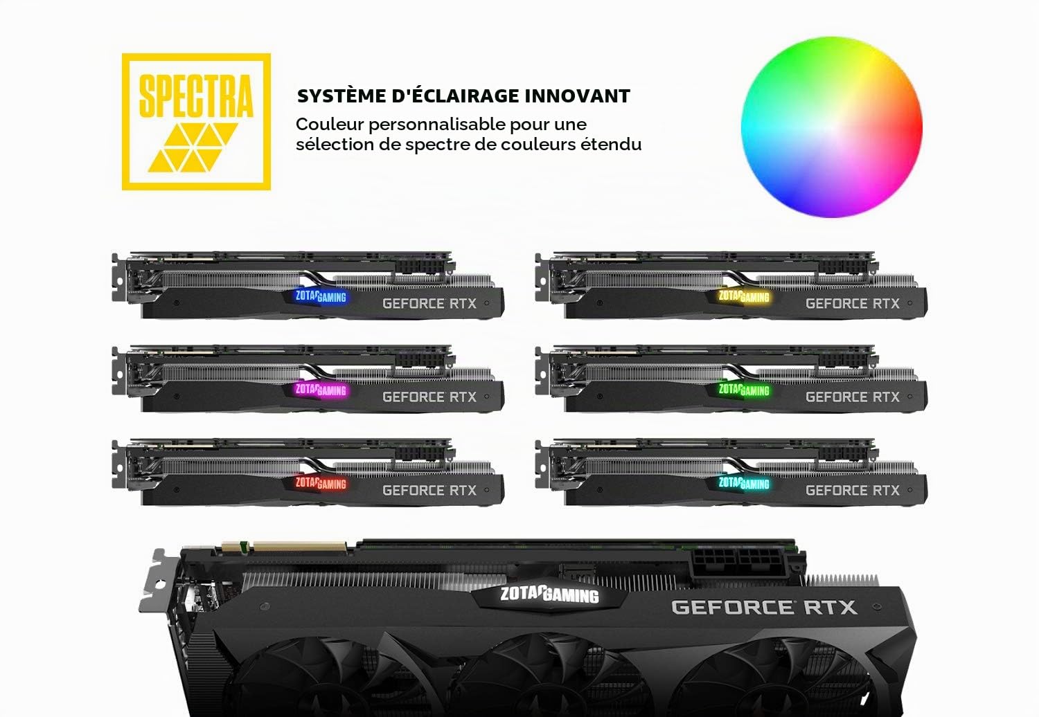 Zotac Gaming GeForce RTX 2080 Ti Carte Graphique Triple Ventilateur 11 Go GDDR6 352 Bits Spectra RGB LED Plaque arrière en métal – ZT-T20810F-10P