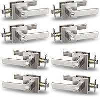 Vista 21 de USHTL01-SN-BK-6P - Manija cuadrada de privacidad para puerta de níquel cepillado sin llaves para dormitorio o baño, USHTL01-SN-BK-6P