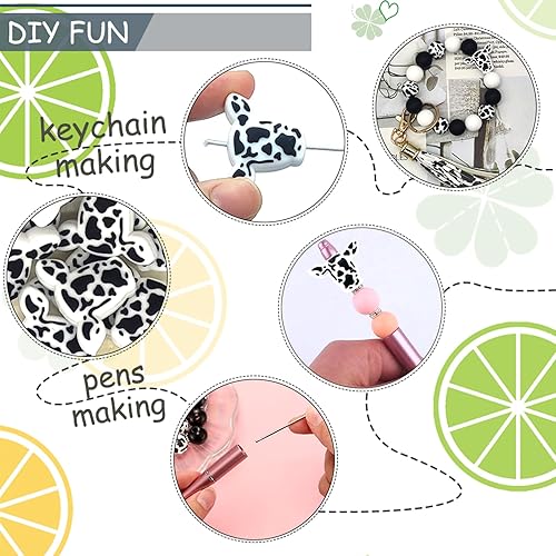 Miniatura 10 de YOKUSHI Cuentas focales de silicona para bolígrafos, 11 cuentas focales de silicona con forma de flor a granel, cuentas sueltas de silicona de goma