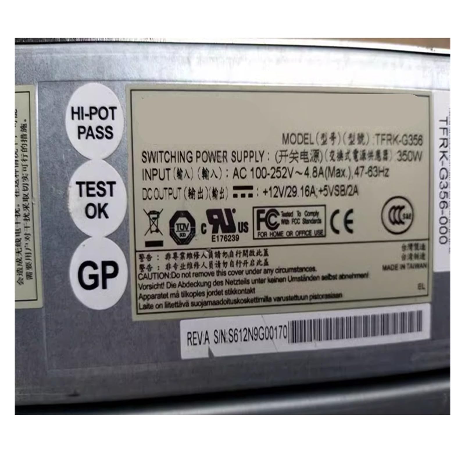 Egtdsfgja One Color 1Pcs Power Supply 350W Tfrk-G356