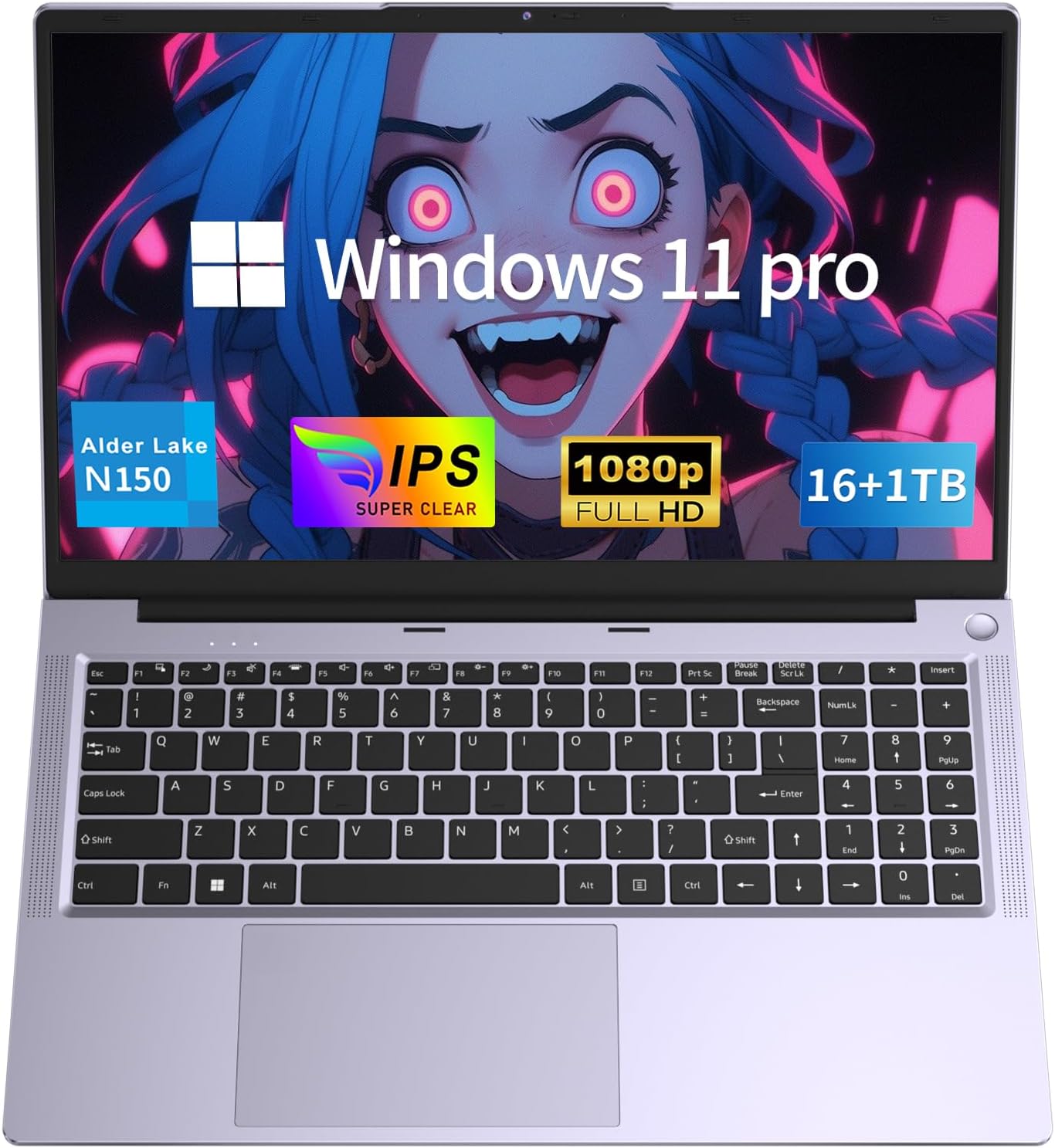 MOONFISH Gaming Laptop Computer, 15.6 Inch Lap Top Pc 2025 Window 11 Pro, 16GB RAM 1TB SSD, 13th Gen N150 Processor(up to 3.6GHz), Backlit Keyboard, FHD 1920 * 1080, Office 365, Business, Student