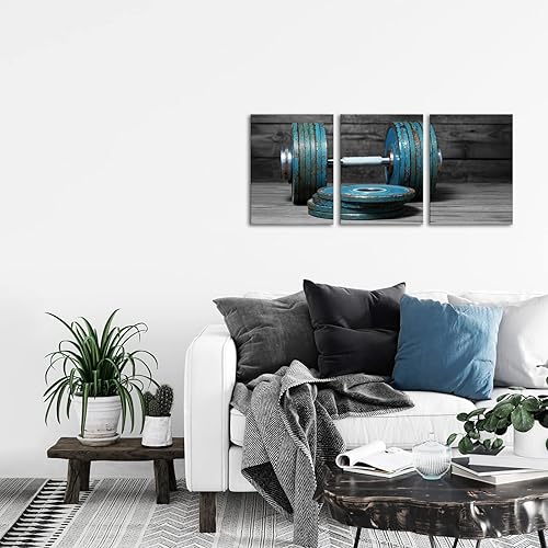 Miniatura 2 de LoveHouse Lienzo de gimnasio para pared, impresiones de pintura de fitness, póster de entrenamiento con mancuernas, imágenes deportivas, decoración