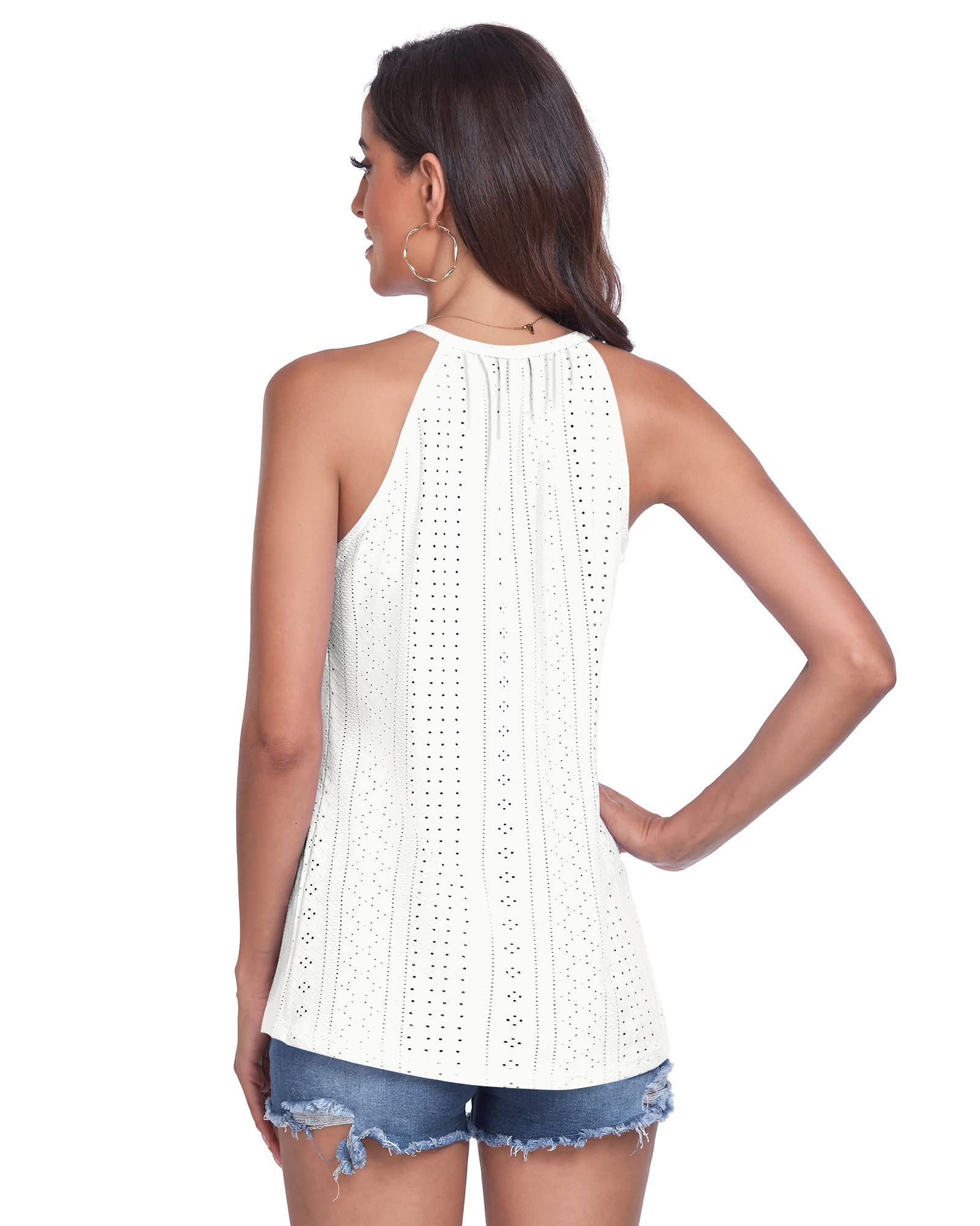 WNEEDU Canotte Donna Estiva Top con Collo Halter Senza Maniche Cami Shirt Canotta Donna Elegante