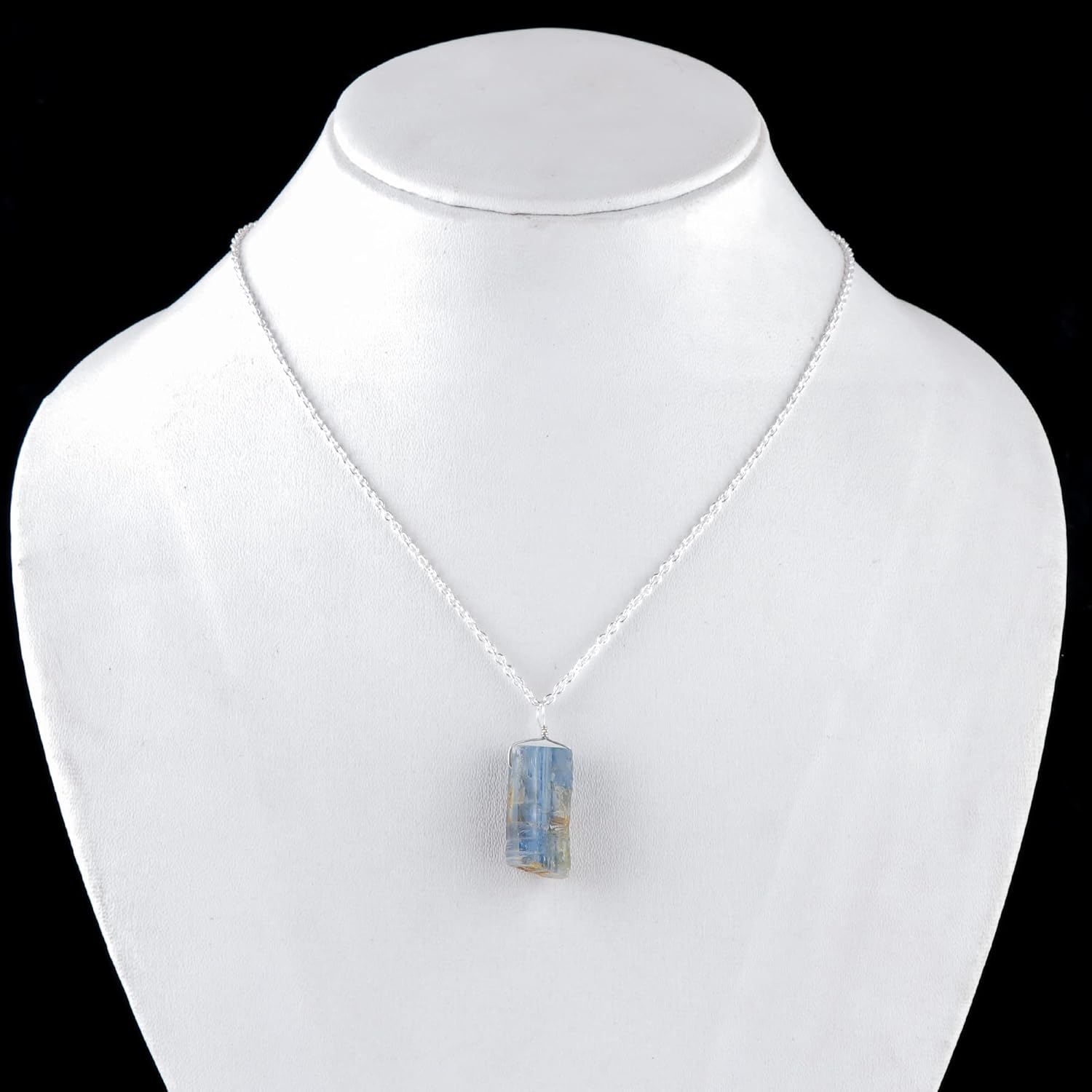 Raw Gemstone Pendant Necklace for Women |Natural Healing Crystal Rough Pendant 15–25 Carat | Silver Plated Chain 16+2 Inch Adjustable | Gift Jewelry - Image 4