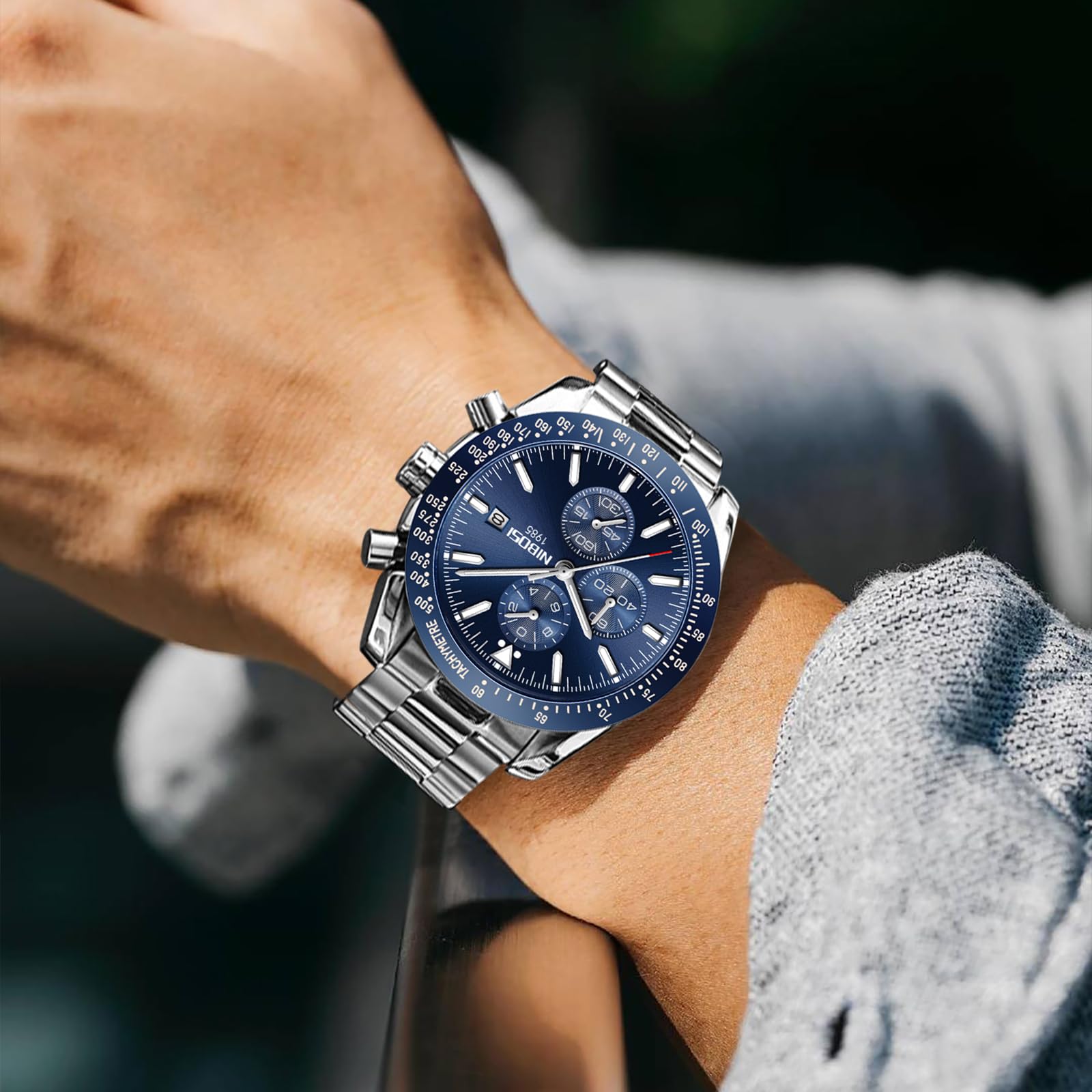 NIBOSI Orologi da uomo analogico al quarzo cronografo impermeabile data luminosa oro rosa argento orologio da polso uomo moda casual orologi per uomini classico elegante regalo in pelle oro nero