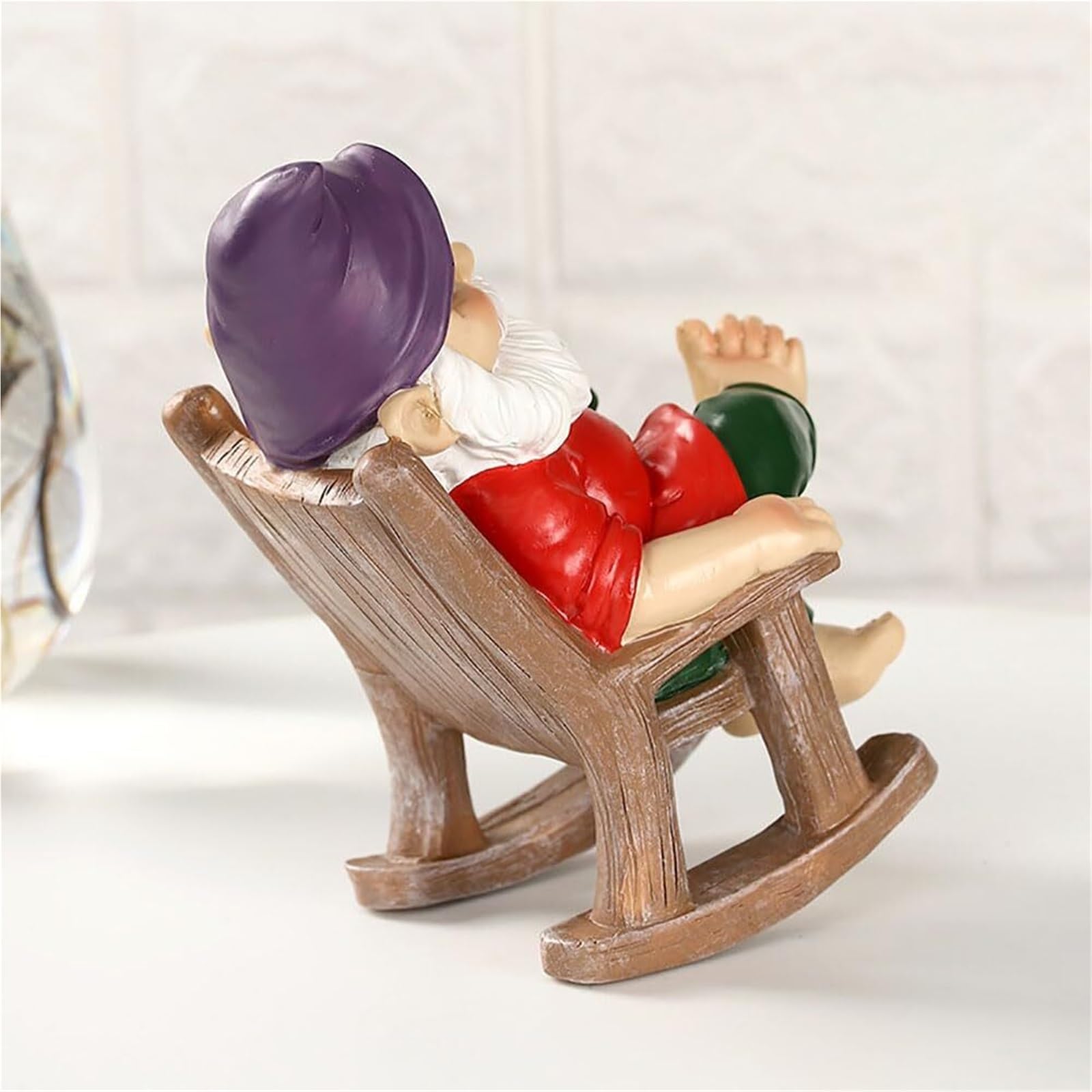 Décoration de Jardin Statue de GNOME Jardin Amusante, Chaise à Bascule, Figurine, Cadeaux décoratifs Statue d'extérieur