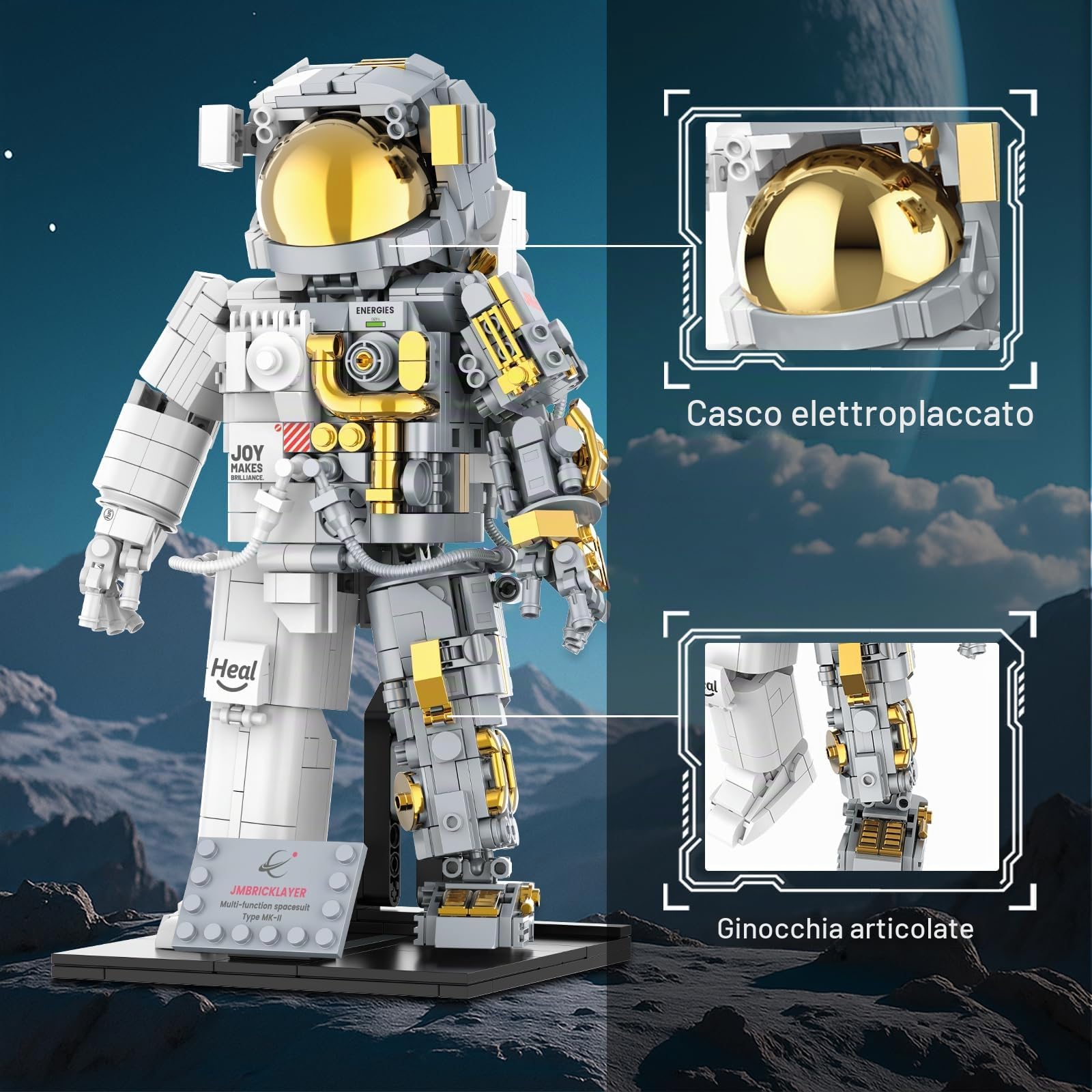 Set di mattoncini meccanici Spaceman,set di mattoncini Space Astronaut per adulti,giocattolo educativo Spaceman,regali creativi da collezione,decorazioni per la casa o l'ufficio (1008 pezzi)