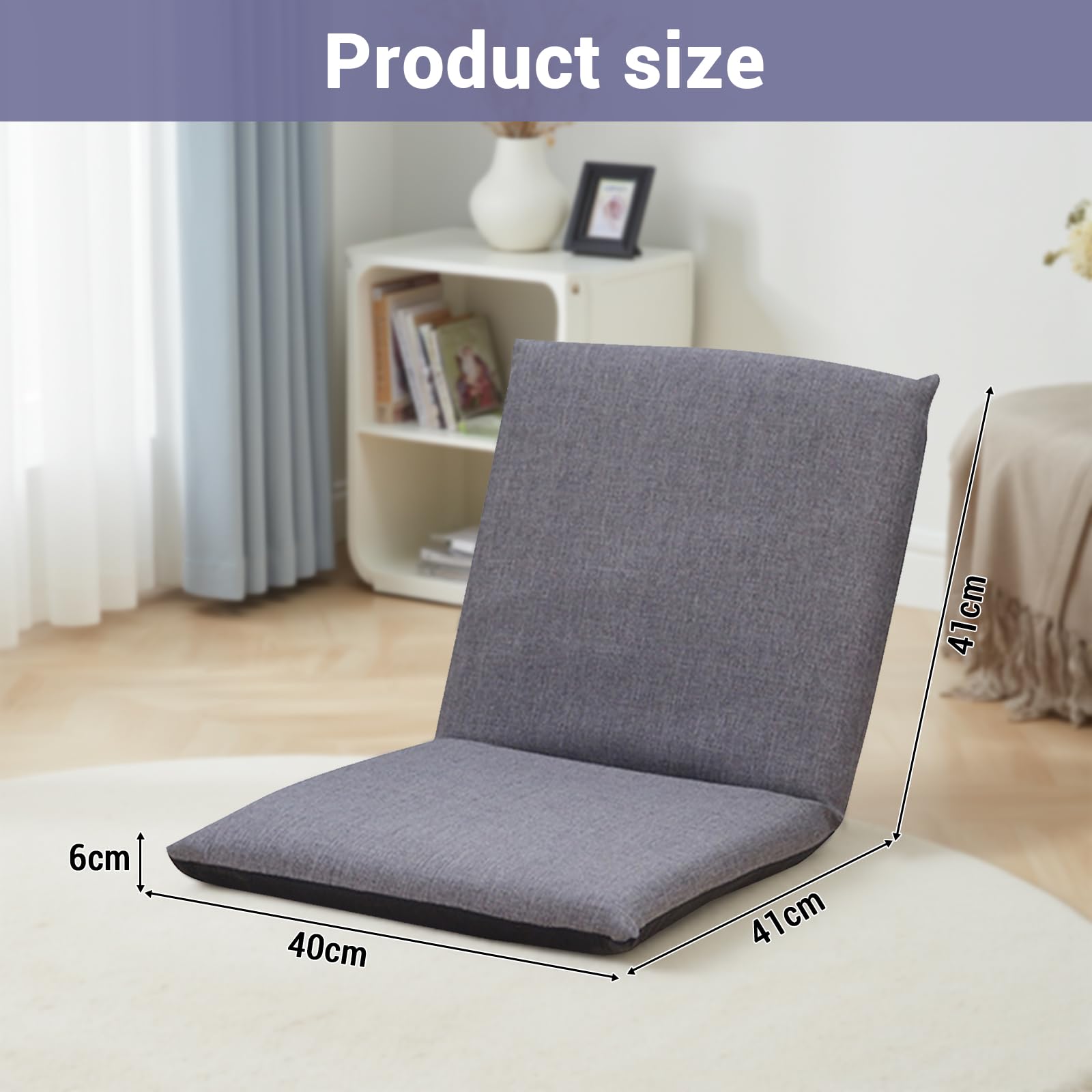 PortoAlegre Chaise de sol, fauteuil de sol, avec dossier réglable sur 6 niveaux, pour méditation, yoga et camping