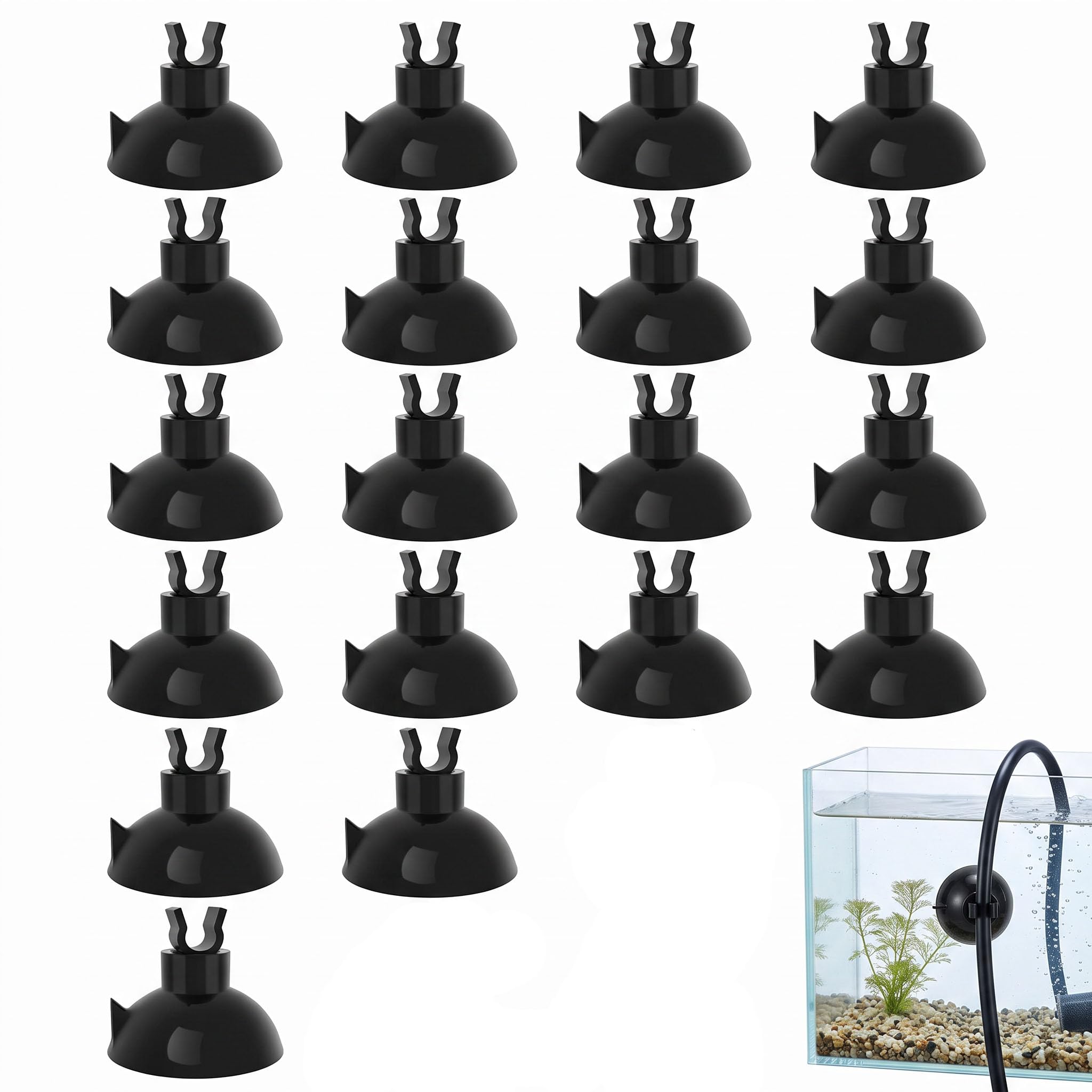 20 Pcs Aquarium Suction Cups,Fish Tank Suction Clips,Small Sucker Cup for Glass Table,Suckers Hooks,Air Hose Holder Clamps,Holding Strong Suctioncup Fixture,Aquarium Accessories for Heater Pipe
