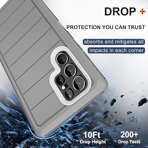 Miniatura 4 de Funda para Samsung Galaxy S22 Ultra con funda de clip para cinturón, 2 protectores de pantalla, protección de grado militar resistente, cuerpo