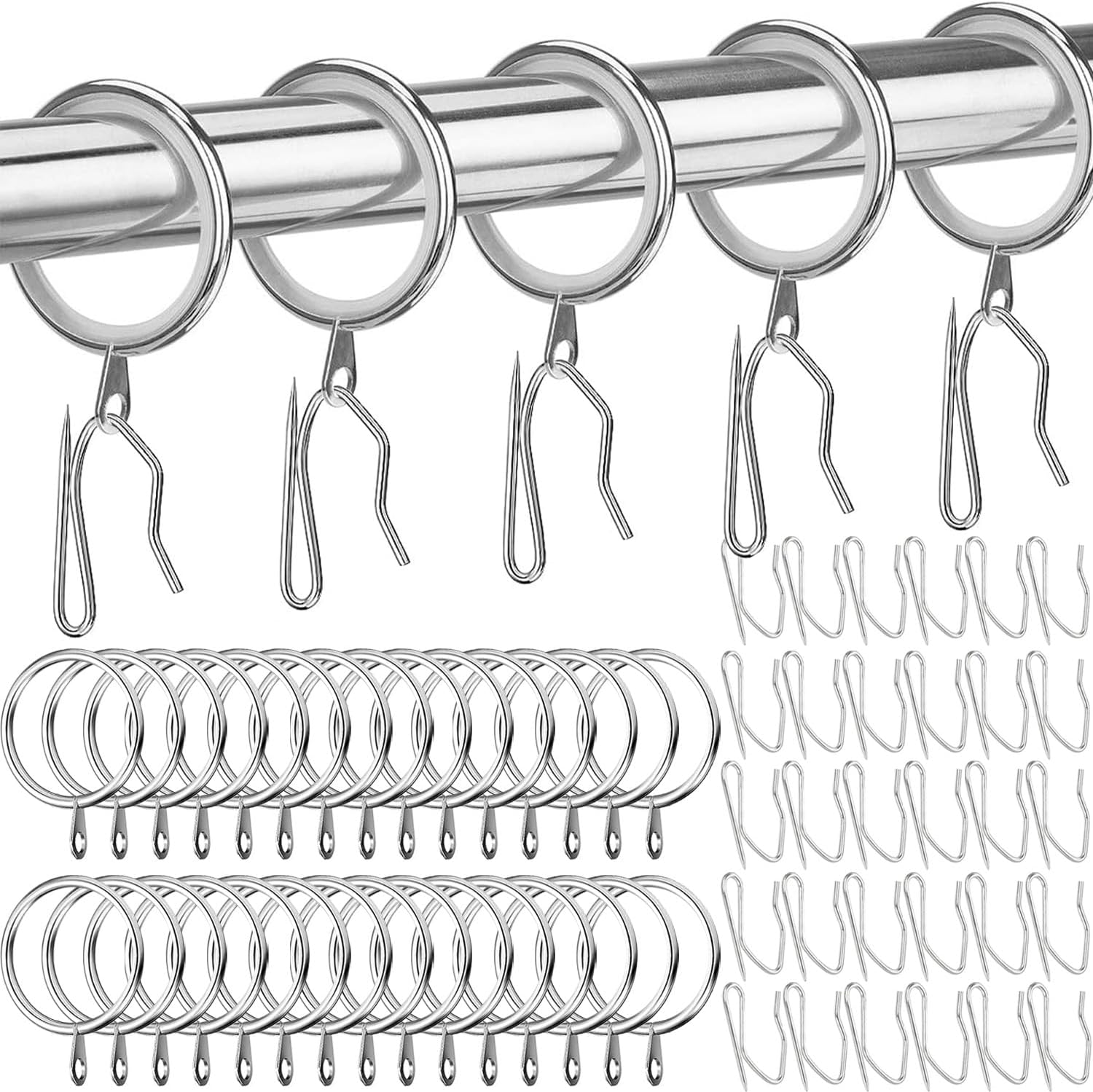 30 Pieces Metal Drapery Curtain Rings Curtain Hanging Rings