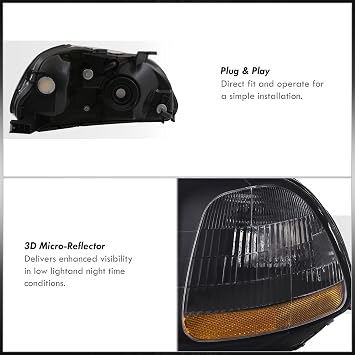 AJP Distributors JDM Front Bumper Driving Signal Headlights Headlamps Assembly Left+Right Pair Set Compatible/Replacement For Civic EK EJ EM 2DR Coupe 3DR Hatchback 4DR Sedan 1996 1997 1998 96 97 98