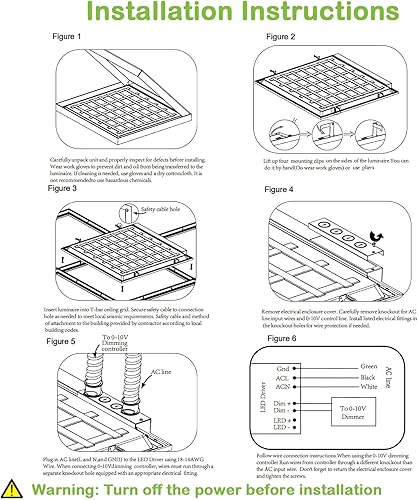 Miniatura 7 de WEIZE (6 Pack 2x4 FT LED Flat Panel Troffer Light, 304050W 3-Wattage Selectable, 5000K Recessed Back-Lit Drop Ceiling Light, 0-10V Dimmable Lay in