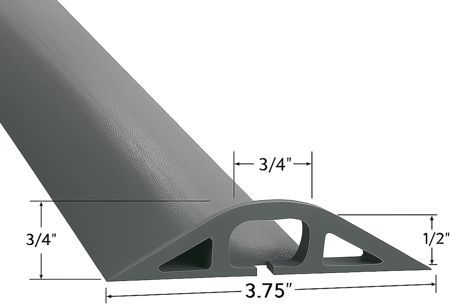 Electriduct D-2 Rubber Duct Cord Cover - 10 Feet Gray Floor Cable Protector