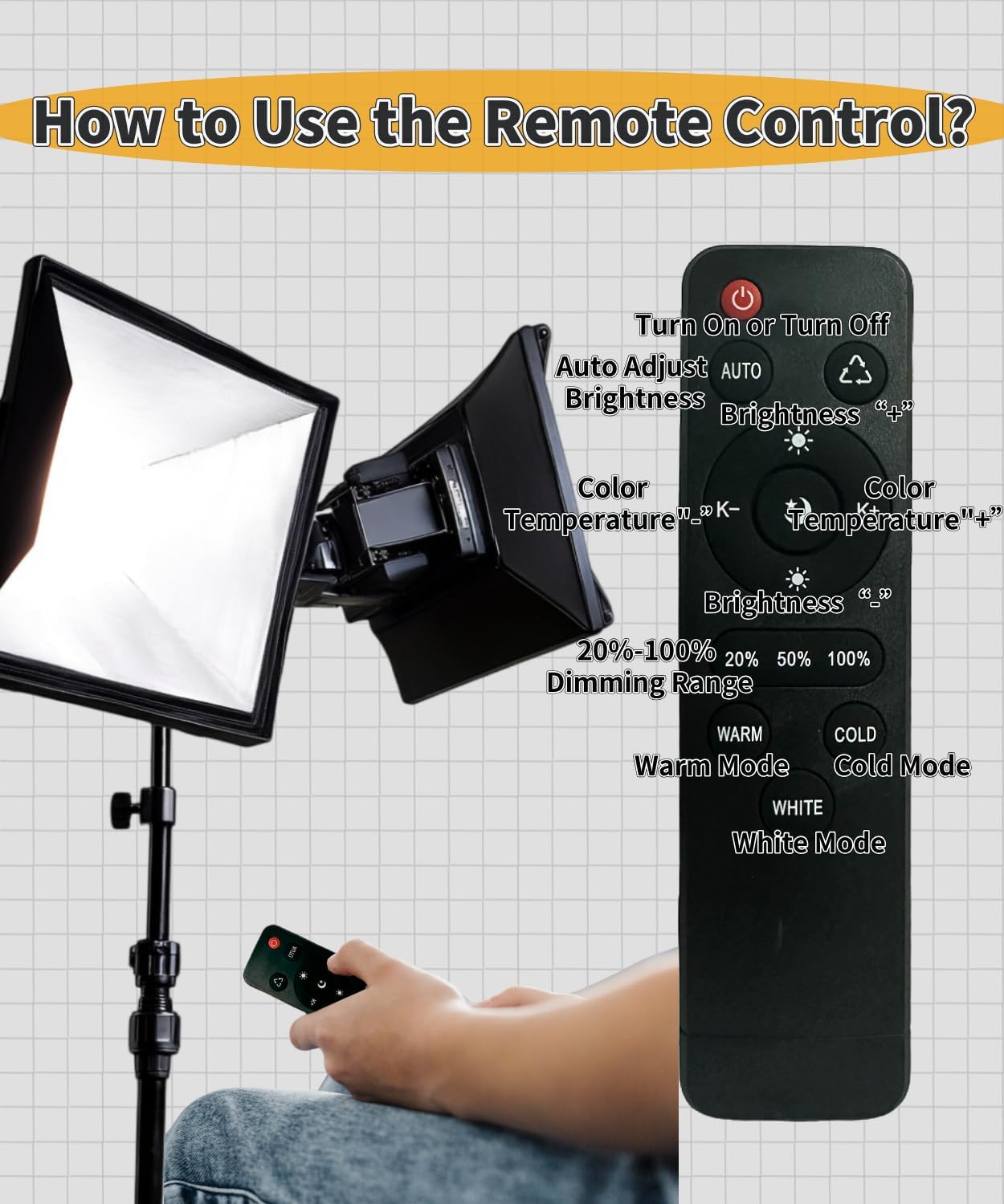 2 Pack 85W LED 2700-6500K Photography Light Bulb, Remote Control 3 Color White/Cool/Warm Light, E27 Base Softbox Lights Photo Video Studio Lighting