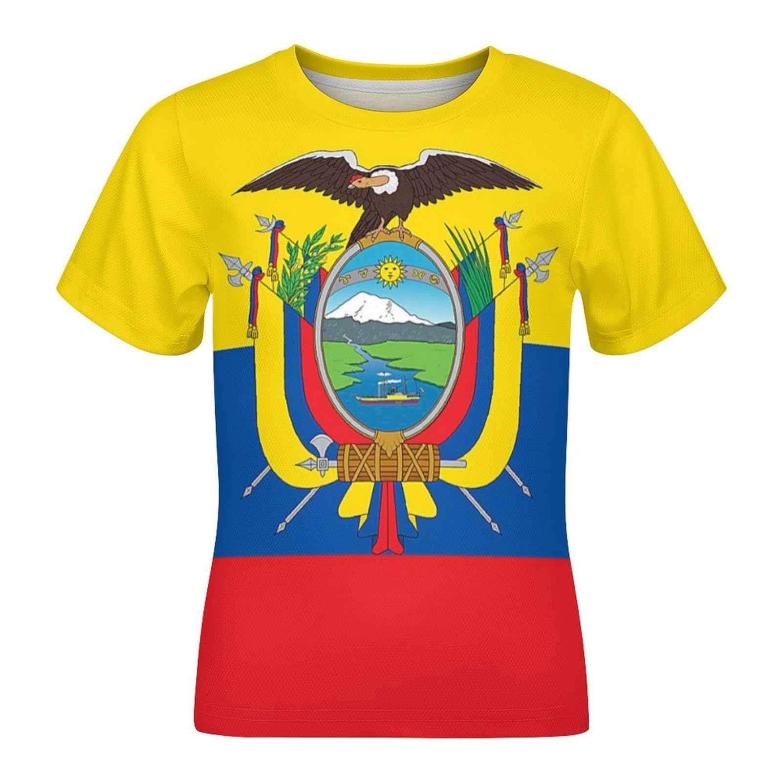Ecuador Flag Funny Short Sleeve Graphic T Shirt Crew Neck Shirts Tops Basic Sports Tee Girl Boy