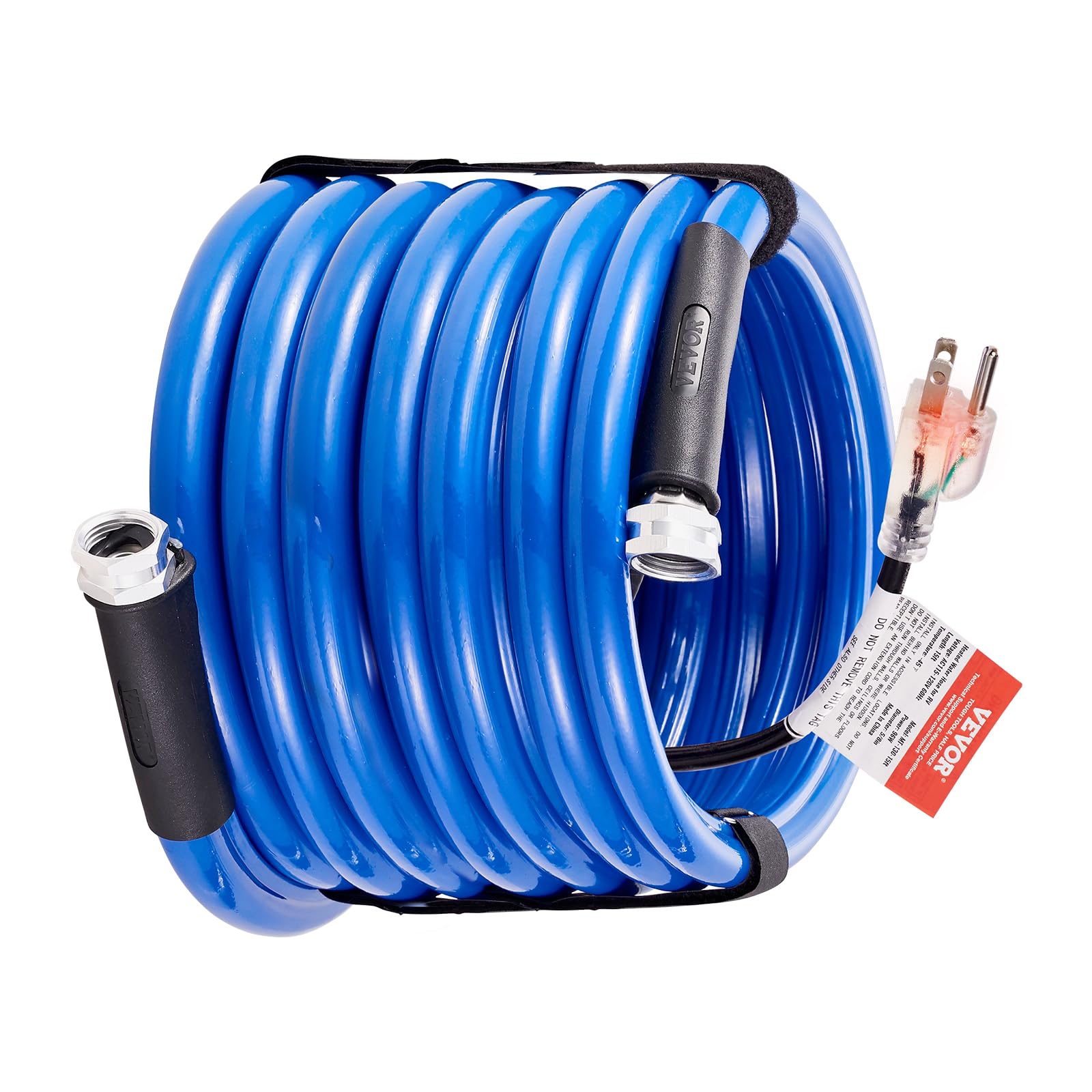 VEVOR Tuyau d'Eau Chauffant 7,6 m pour Camping-car, Tuyau d'Eau Potable Antigel jusqu'à -42,7 ℃, Autorégulation Automatique, Diamètre Intérieur de 16 mm avec Raccords Rapides, sans Plomb et sans BPA