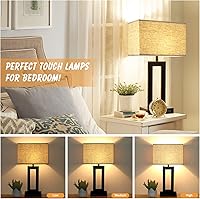 Vista 2 de Juego de 2 lámparas de mesa altas para sala de estar, modernas lámparas de noche con 2 puertos USB, juego de lámparas de mesa de noche regulables