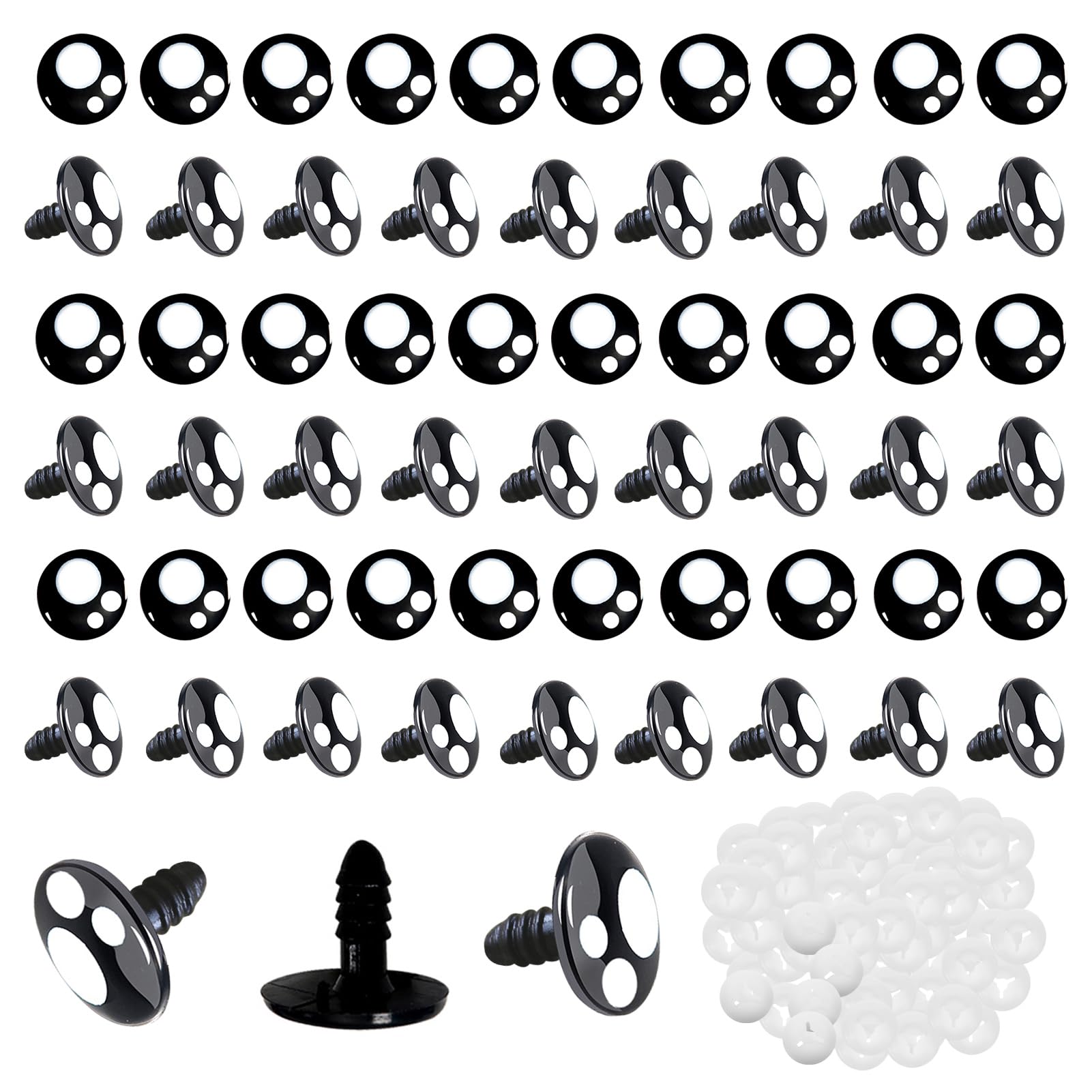 TOAOB Puppenaugen Set – 46 Stück Sicherheitsaugen Mit Unterlegscheiben Für Amigurumi, Plüschtiere & DIY-Projekte (8mm Bis 16mm)