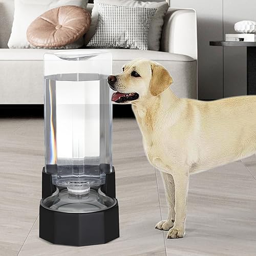 Vista 8 de Sfozstra Dispensador de Agua Grande para Perros: Alimentador Automático de Agua Negro de 9L con Cepillo Especializado - Diseño por Gravedad