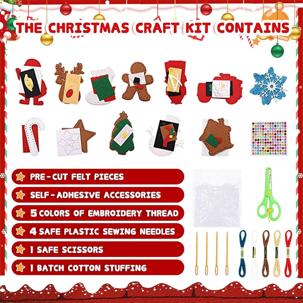 Kit Couture Noël Enfant - Cerf Et Père Noël à Coudre Pour Bricolage Créatif