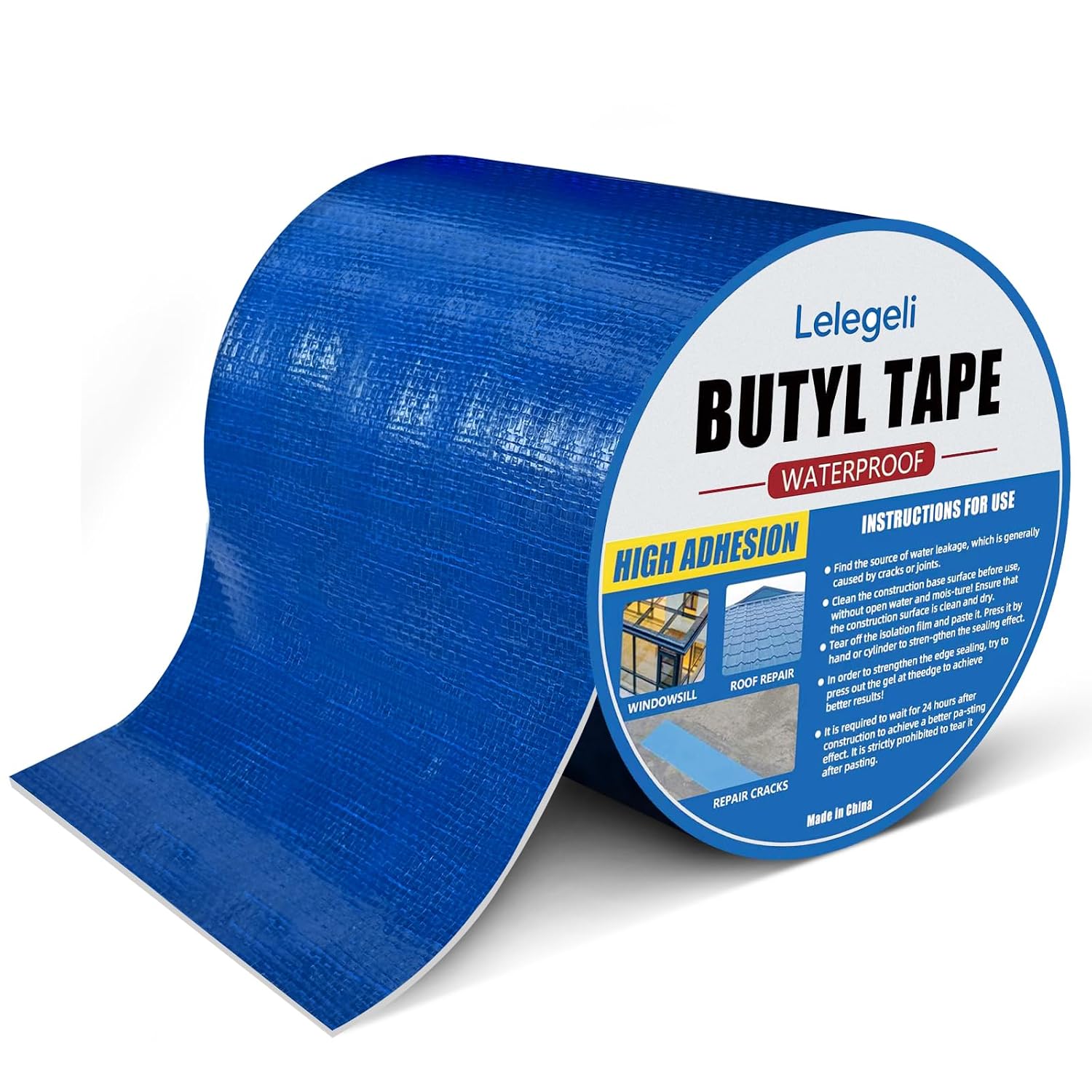 Lelegeli Butyl Tape Blue 6 Inch x 16 ft, Heavy Duty Waterproof Tape for Solar Pool Cover, Pool Liner Repair, RV Awning Sealing, Strong Adhesive, UV Resistant, All Weather Sealant Tape