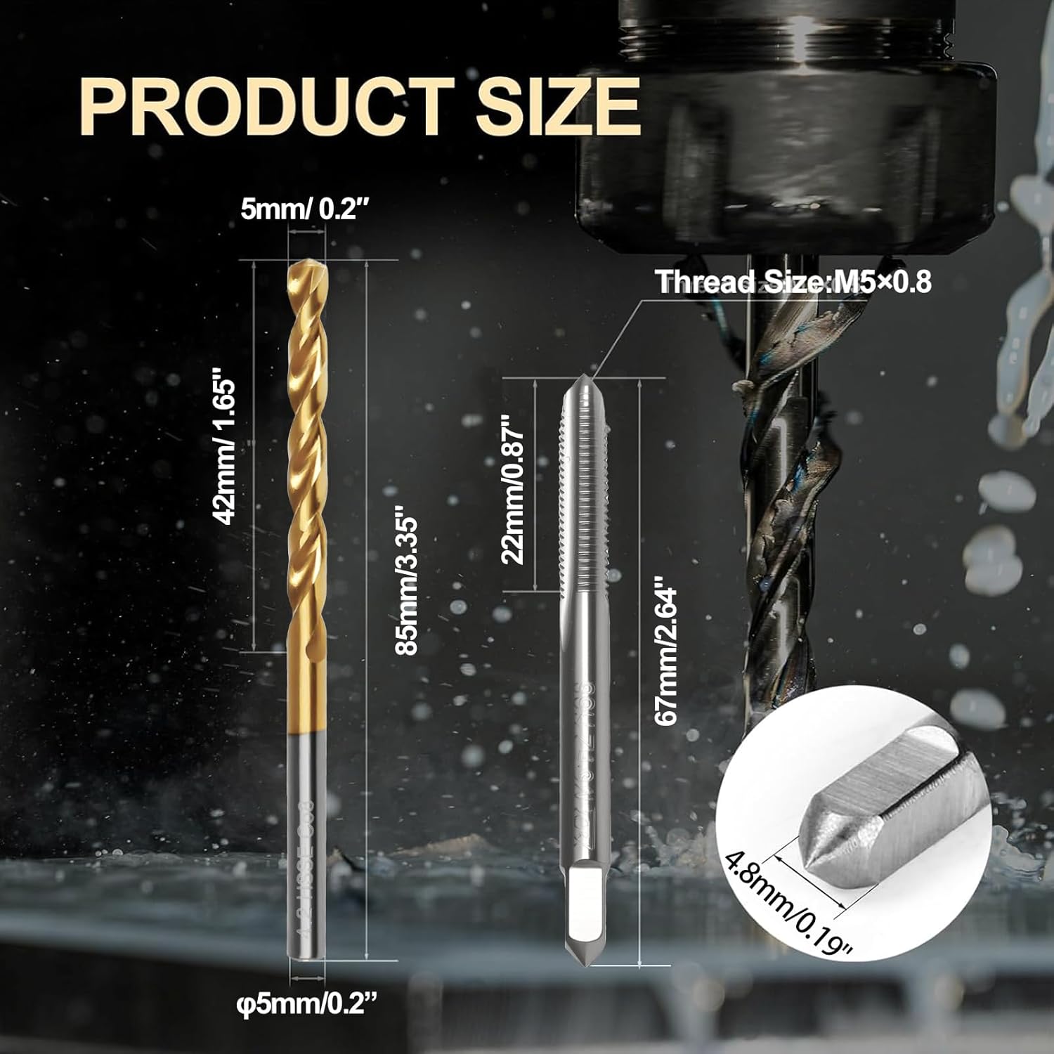 M5 x 0.8 Straight Flute Thread Tap and 4.2mm Twist Drill Bit Set, High Speed Steel (HSS 6542) & M35 Cobalt, Metric Machine Screw Threading and Drilling Tool for Metalworking