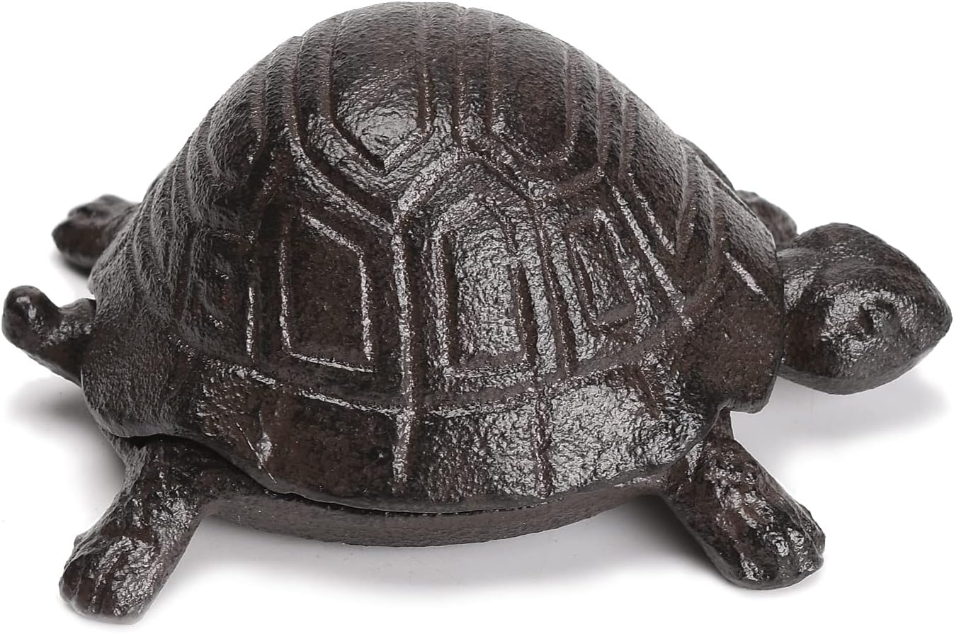 BRASSTAR Cast Iron Key Hider Turtle Key Box 4.4''(L) for Outdoor Garden Flowerpot Indoor Decoration Jewelry Trinkets Box for Key, Ear Studs, Ring, Paper Clip TQGJPT141