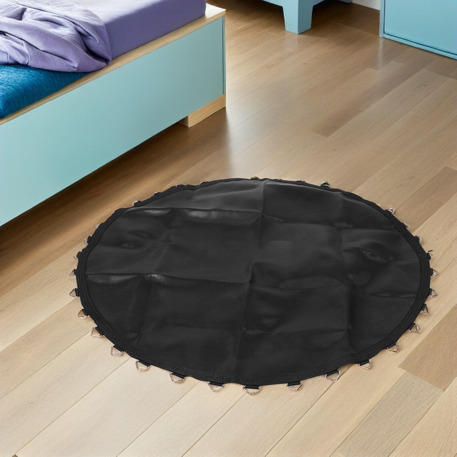 Tappetino rotondo per trampolino da 4,2 m, con 36 ganci a V resistenti, superficie elastica in rete per salto per fitness all'aperto, accessorio di riparazione versatile, sicuro e robusto