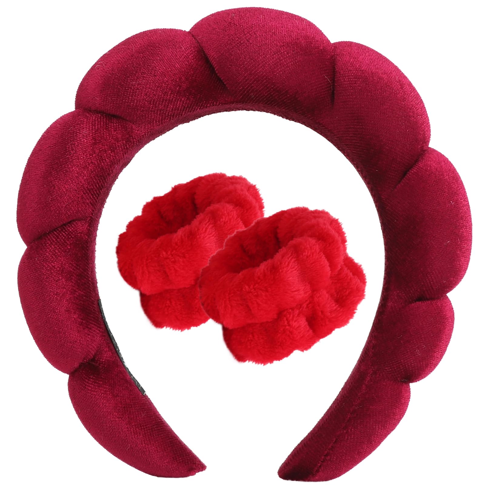 DRESHOW Spa Headband for Washing Face Wristband Set Sponge Soft Terry Cloth Makeup Skincare Non Slip Headband for Women