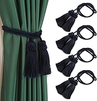 Vista 14 de Fenghuangwu Alzapaños de cortina decorativos hechos a mano con borla (plata, 4P)