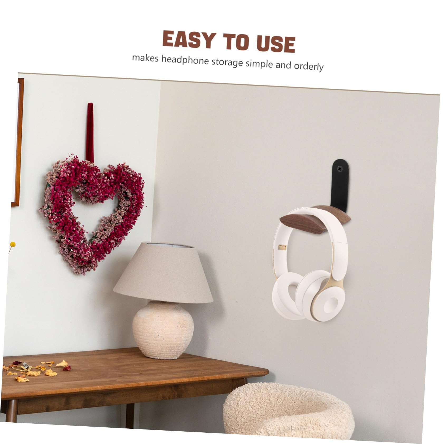 SEWACC Soporte de Madera para Auriculares Colgante de Pared Gancho Nogal para Almacenamiento Organizado Fácil Instalación para Gamers y Música