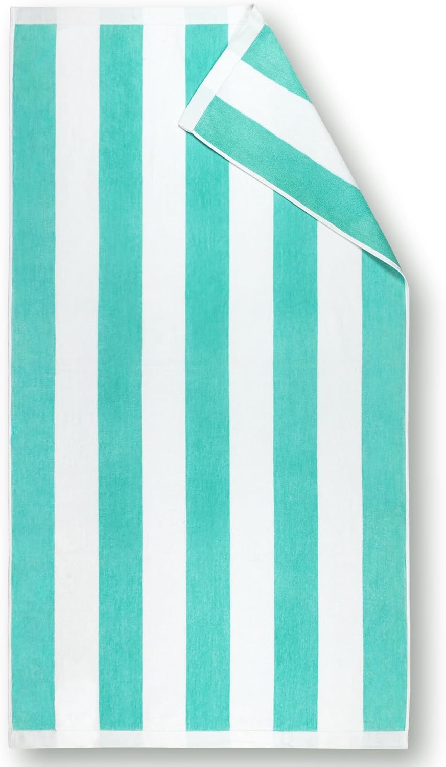 Beachland Luxury Large Beach Towel 34 x 64 inch - Extra Soft Cabana Stripe Hotel and Resort Style - Terry Velour Yarn Dyed 100% Cotton (Teal, 1 Towel)