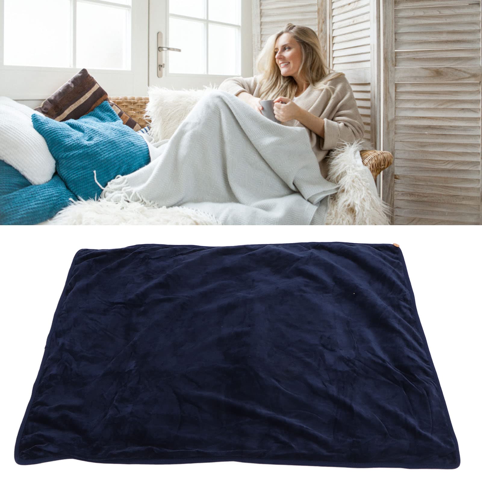 Couverture Chauffante, Couverture Chauffante électrique USB Hiver Chaud Couverture Chauffante Midi Repos Genou Couverture électrique Thermique pour Lit (Bleu)