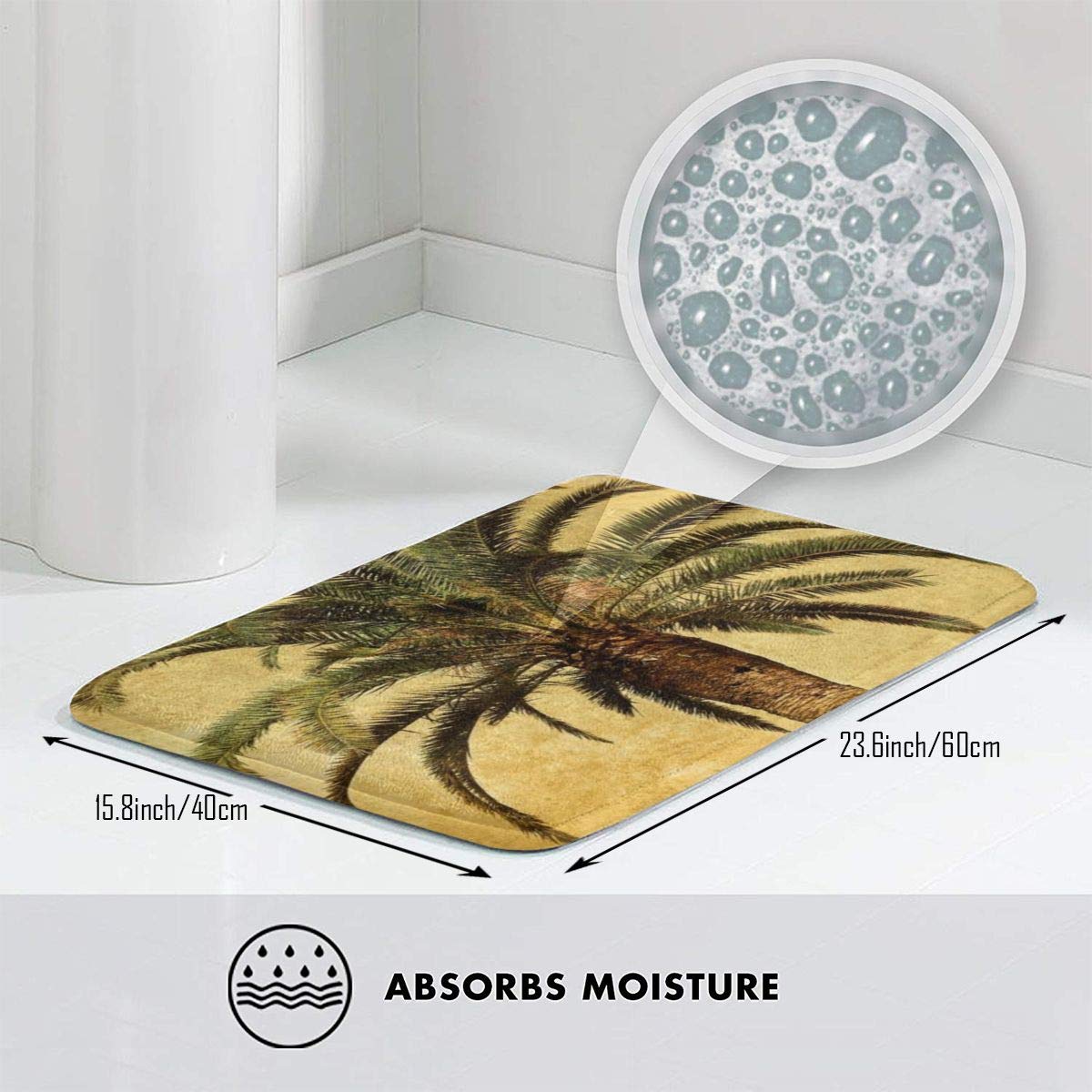 HUNANing Bathroom Rug Mat (30 X 18 Inch) Palm Tree Tropical,Extra Soft and Absorbent Rugs,Machine Wash/Dry,Floor Mats for Tub, Shower and Bath Room
