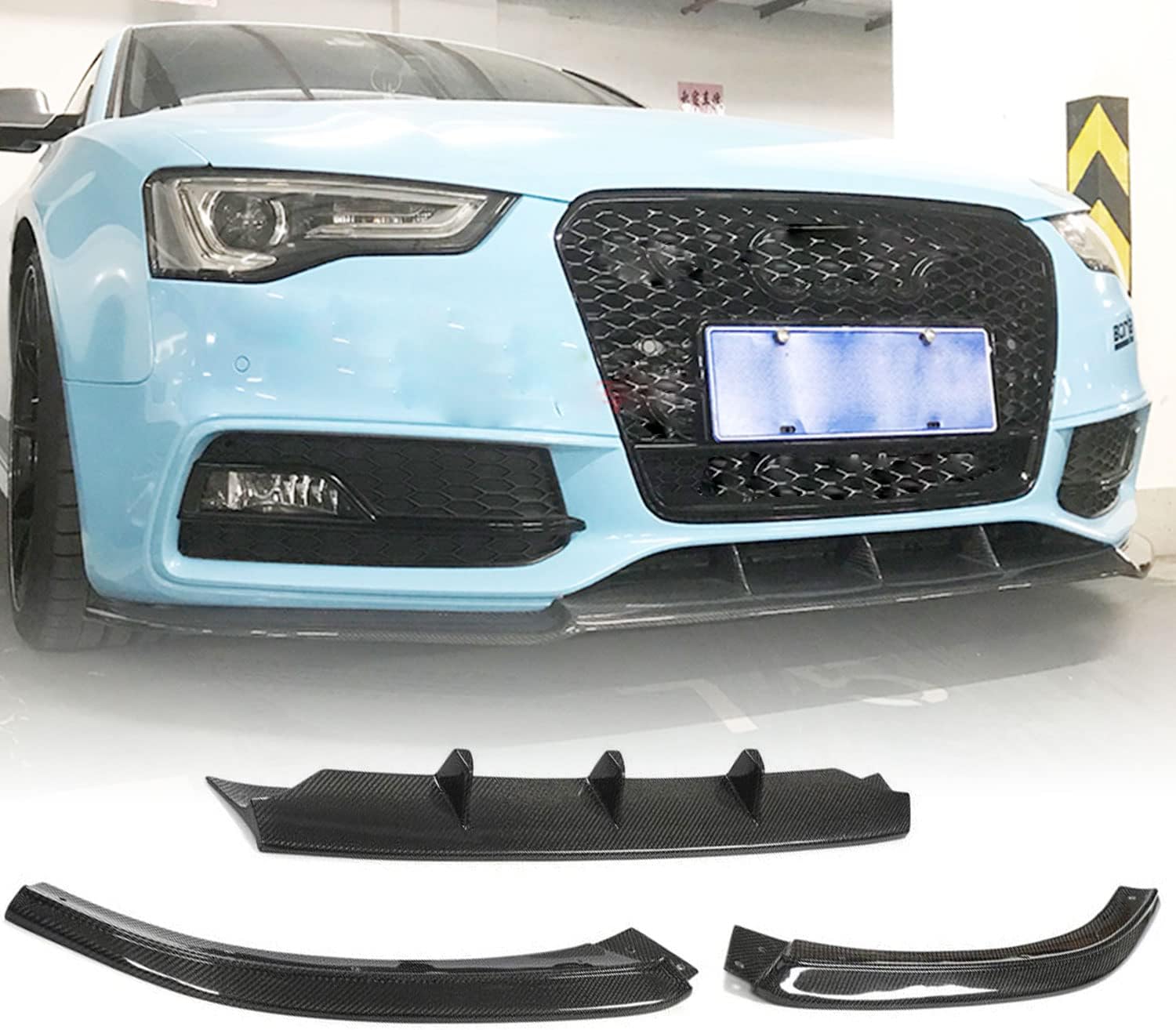 Carbon Fiber Front Bumper Lip for Audi S5 8T 2012-2016 Front Chin Spoiler Splitter Protector Factory Outlet (3pcs/Set)