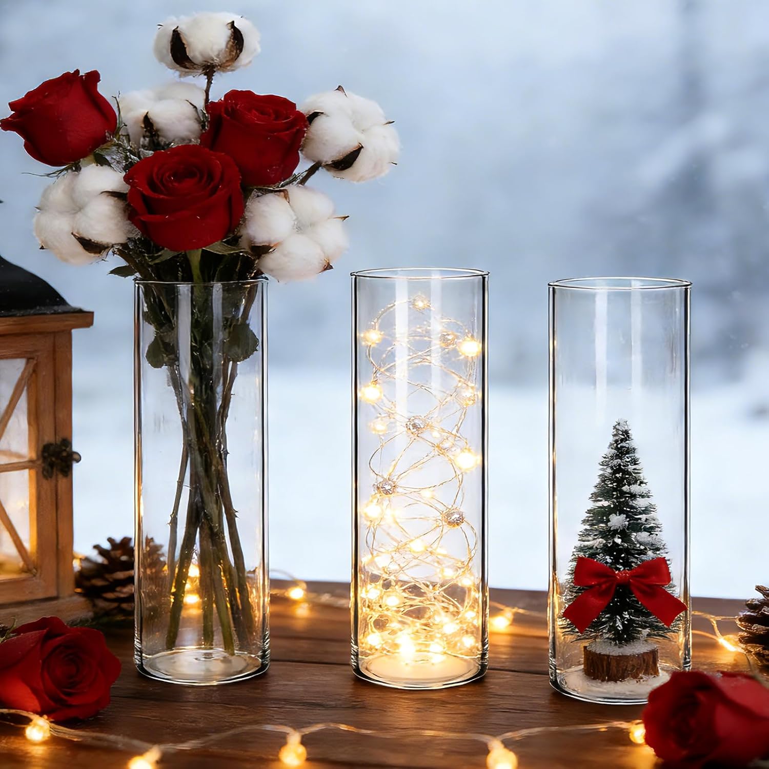 16 Pack Glass Cylinder Vase, 7.67" H×2.36" W Clear Vases for Centerpieces, Flower Vases for Bouquet,Hurricane Vase Ideal for Wedding Table Centerpieces, Floating Candles & Bouquet Arrangements