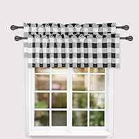 Vista 19 de Simple Deluxe Paquete de 4 cenefas opacas de cuadros búfalo para ventanas de cocina, sala de estar, casa de campo, dormitorio, cenefa de cortina