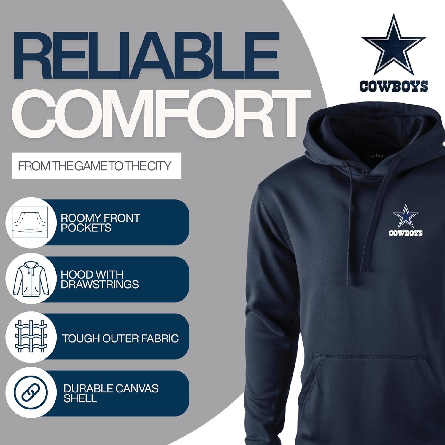Dunbrooke Men's Navy Dallas Cowboys Champion Tech Fleece Pullover Hoodie - Image 3