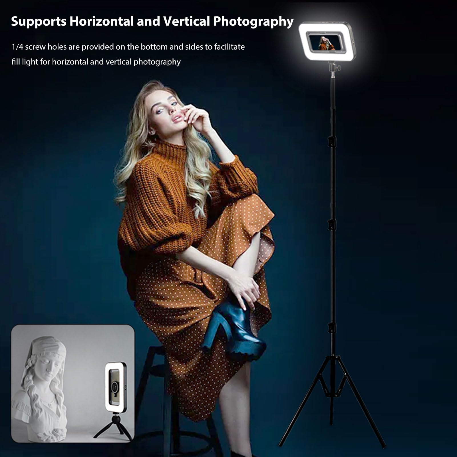 VBESTLIFE Anello Luminoso per Telefono Magnetico, 448 LED 6000mAh Luce per Selfie RGB Ricaricabile per Telefono, Stabilizzatore Portatile con Luce per Video, Foto, Trucco