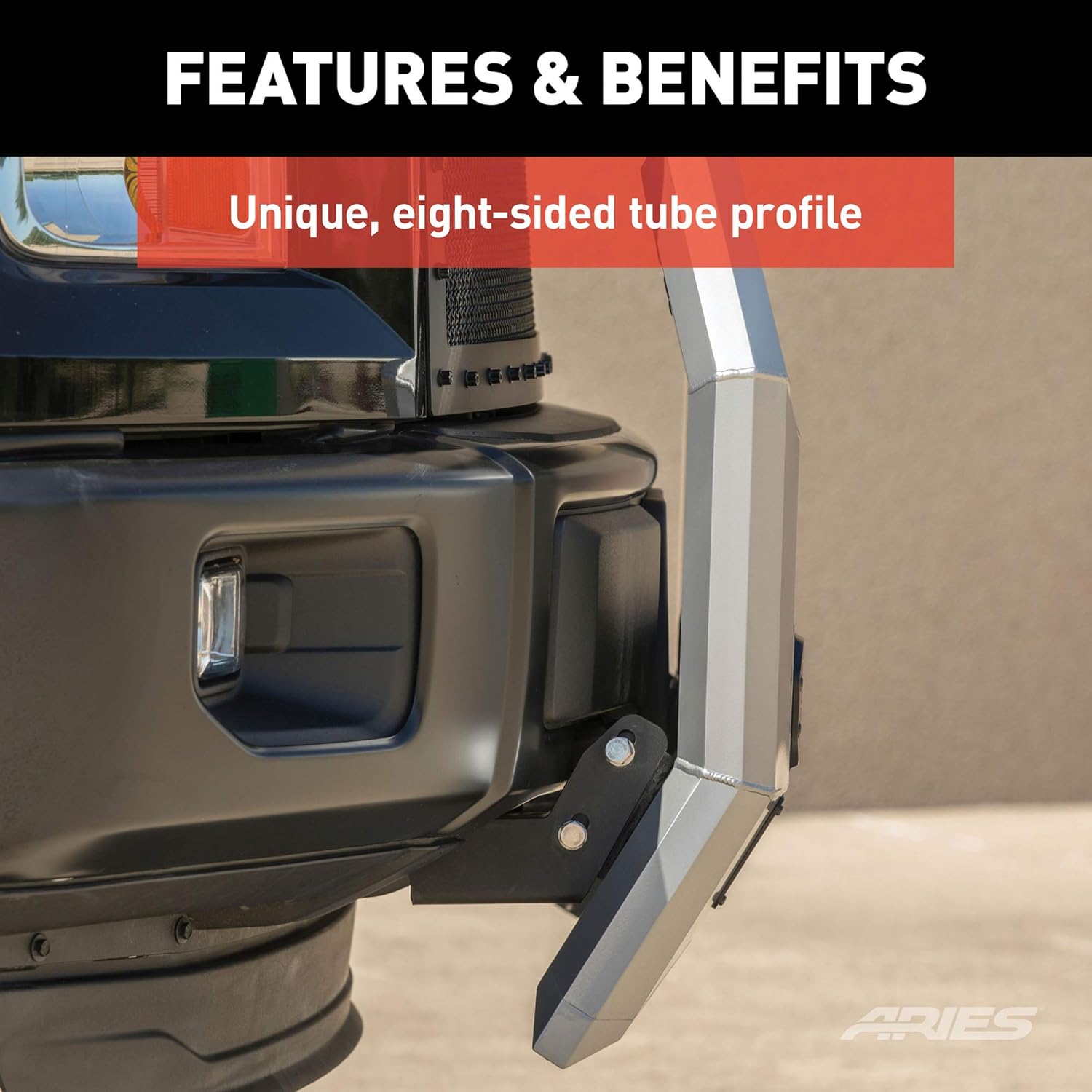 ARIES 2154100 AdvantEDGE Chrome Aluminum Truck Bull Bar with Lights, Select Chevrolet Silverado, GMC Sierra 1500