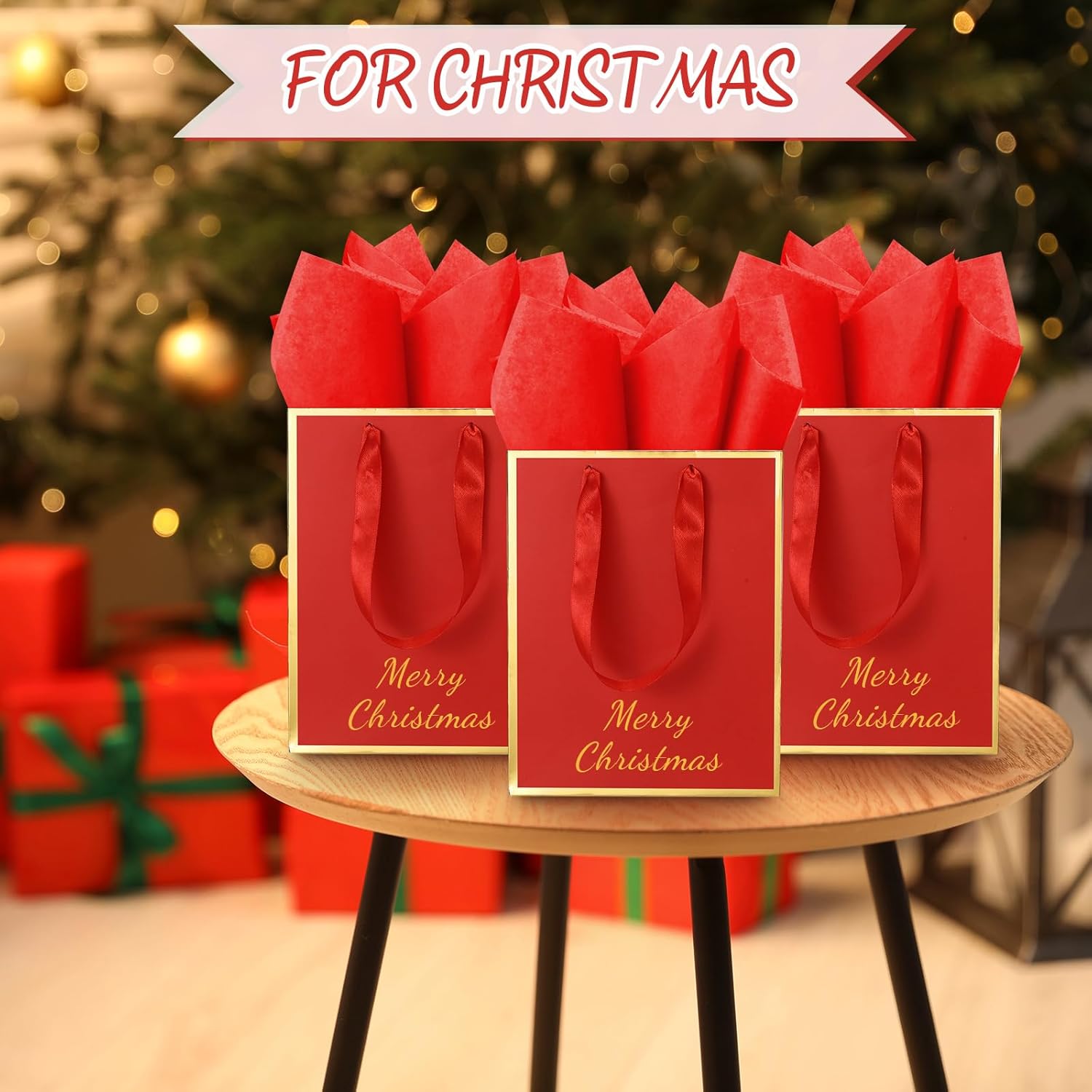 Yeaqee 10 Pack Metallic Paper Gift Bags with Handles Tissue Paper Thank You 5 Senses Gift Bag for Birthday Wedding Baby Shower Groomsmen Bridal Anniversary Favor 9 x 7 x 3.15''(Dark Red, Gold) - Image 6