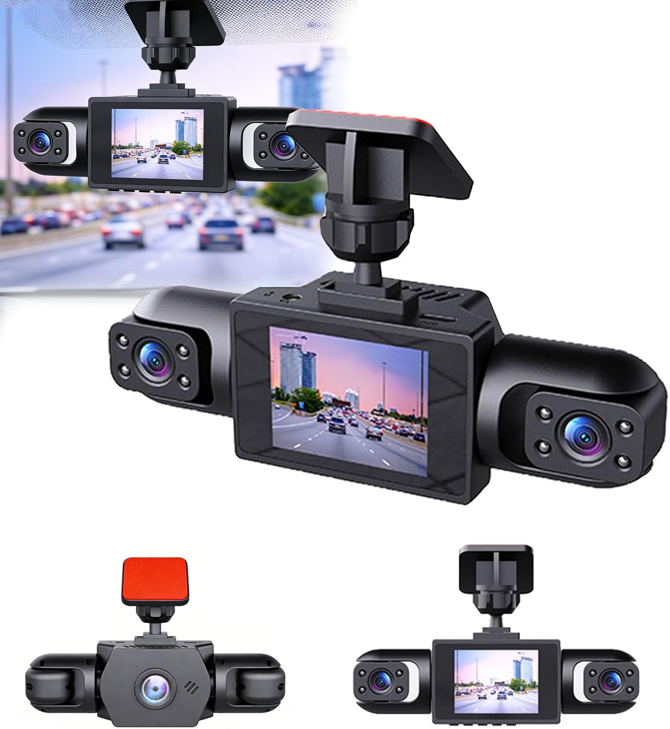 Four-Record Monitoring Driving Recorder,360 Degree Full View Car Dashcam System,Front and Rear Left Right Inside Camera for Cars,1080p Full Hd Recording,Loop Recording (Without 32GB Card)