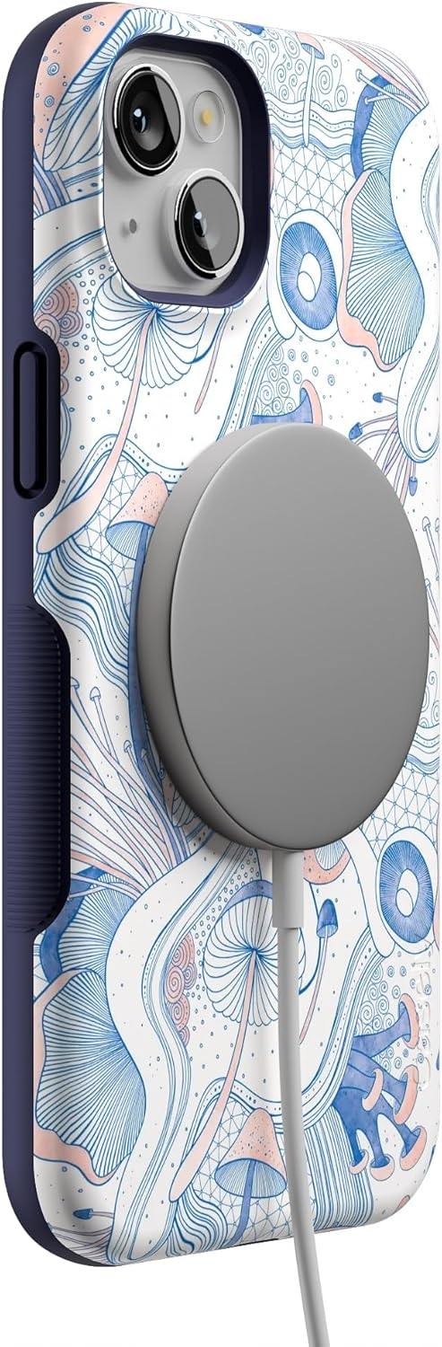 Casely iPhone 14 Plus Case | The Fun Guy | Enchanted Forest Mushroom Floral | Compatible with MagSafe | Bold Protective Design