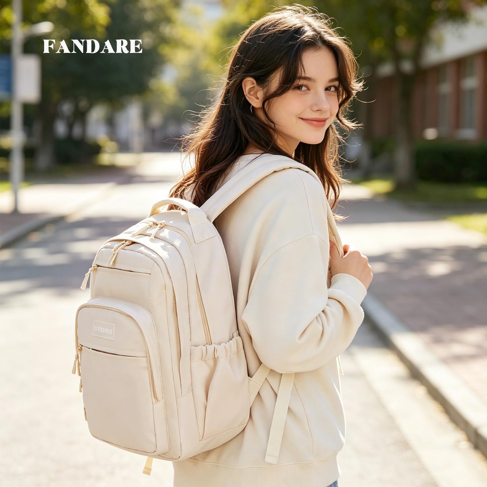 FANDARE Sac à Dos Scolaire College Cartables Fille Garçons Sac d'école pour 15.6 Pouce Laptop Casual Daypacks pour Scolaire Voyage Travail Imperméable Polyester