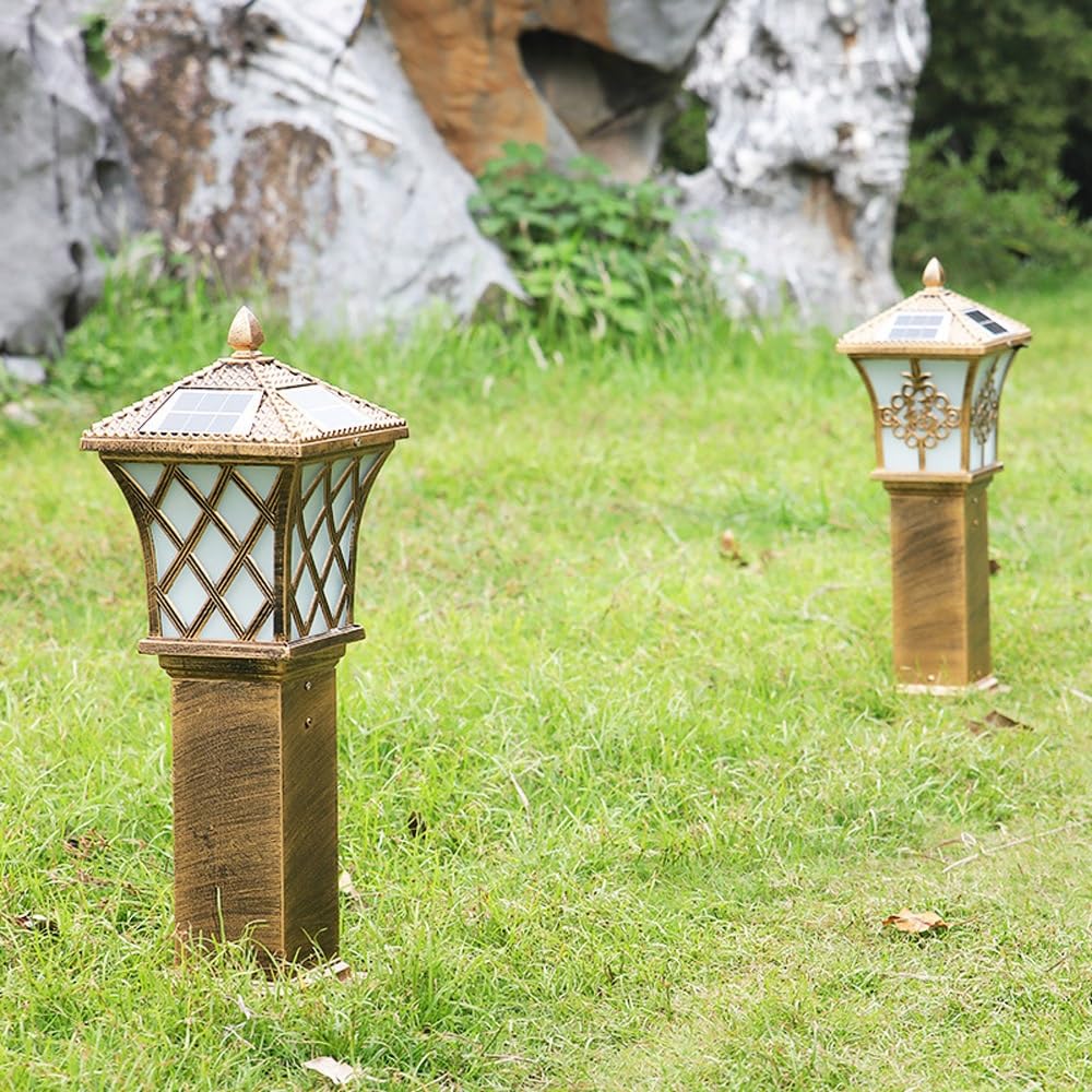 Lampadaire Solaire Extérieur en Bronze avec Télécommande, Idéal pour L'Éclairage De Jardin, Cour, Terrasse Ou Allée.