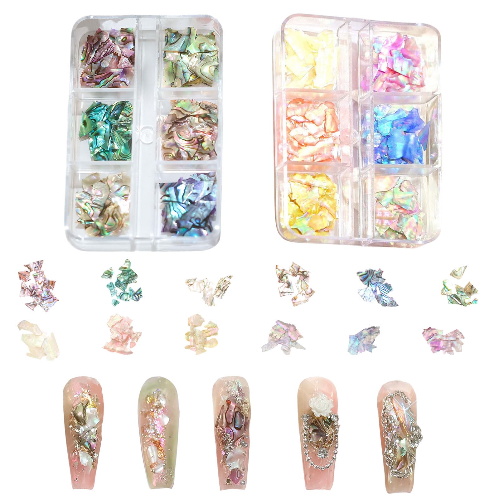 Amazon | シェル ネイルパーツ 2ケース 12色セット 天然 貝殻 シェル  