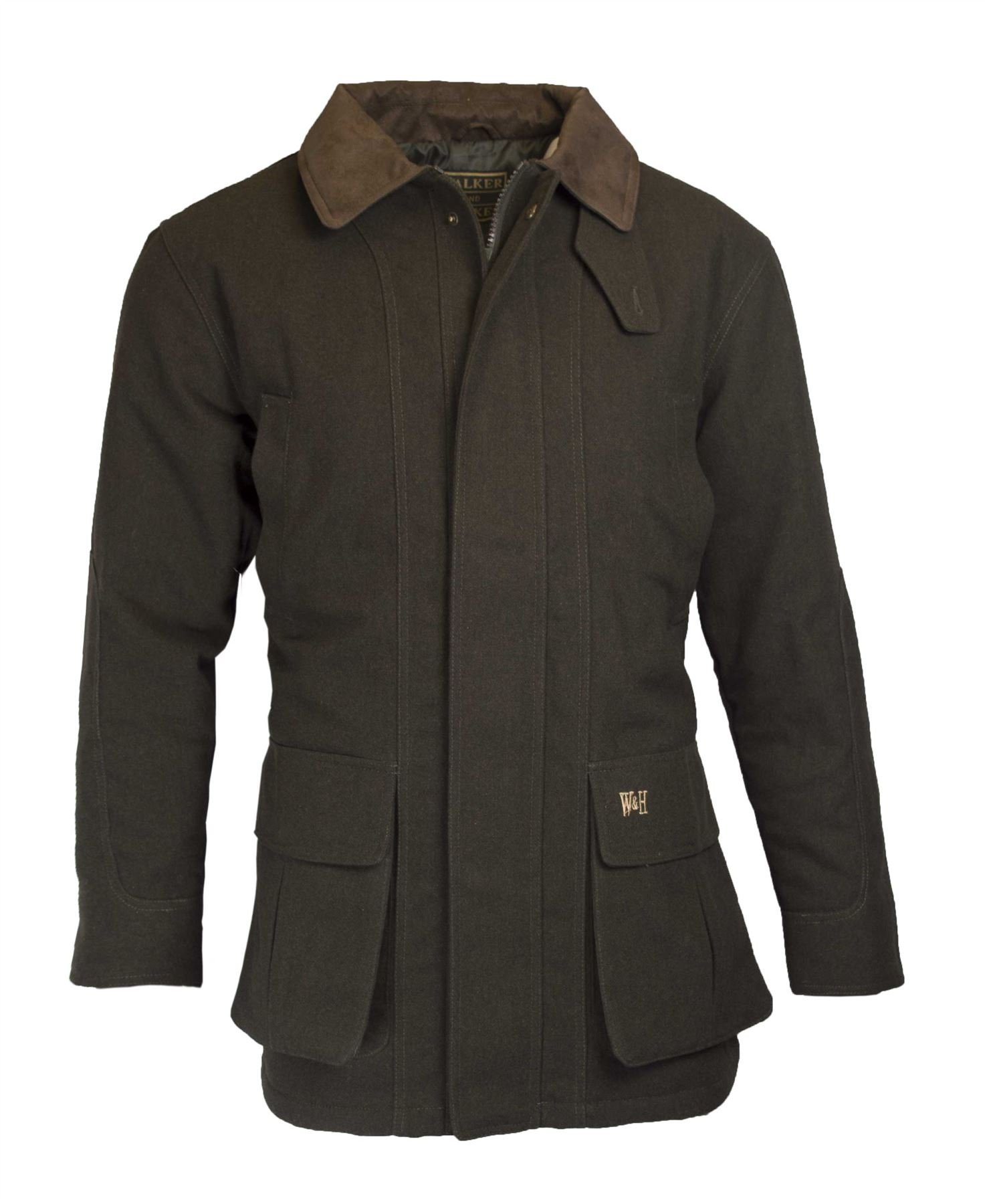 Walker & Hawkes – Giacca di lana da uomo in stile country e Derbystil per la caccia – verde oliva – taglia XS-2XL