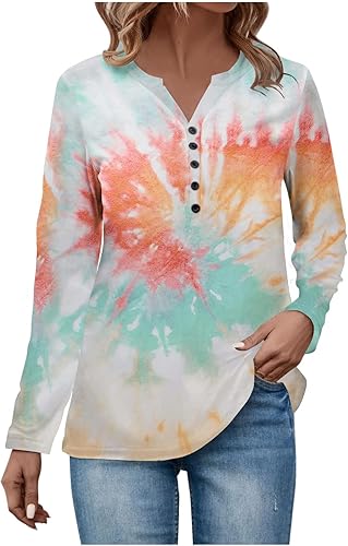 Camisetas de entrenamiento para mujer, sudaderas con botones y manga larga, cuello en V, camisetas sueltas casuales